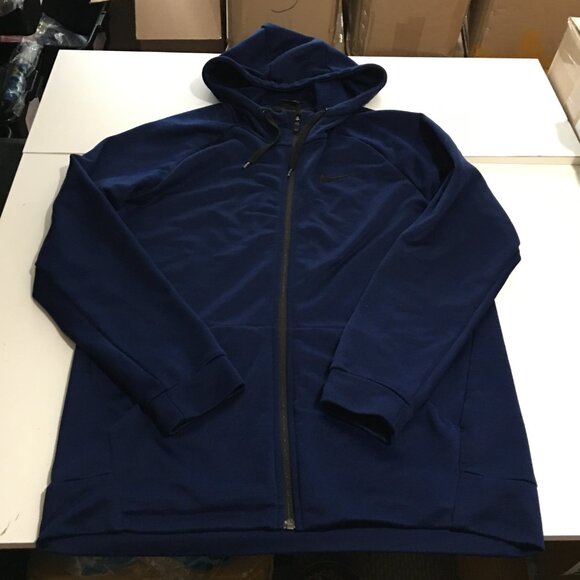 Nike Jacket Mens Large Dri-FIT Full Zip Hoodie Training Blue - Picture 1 of 12